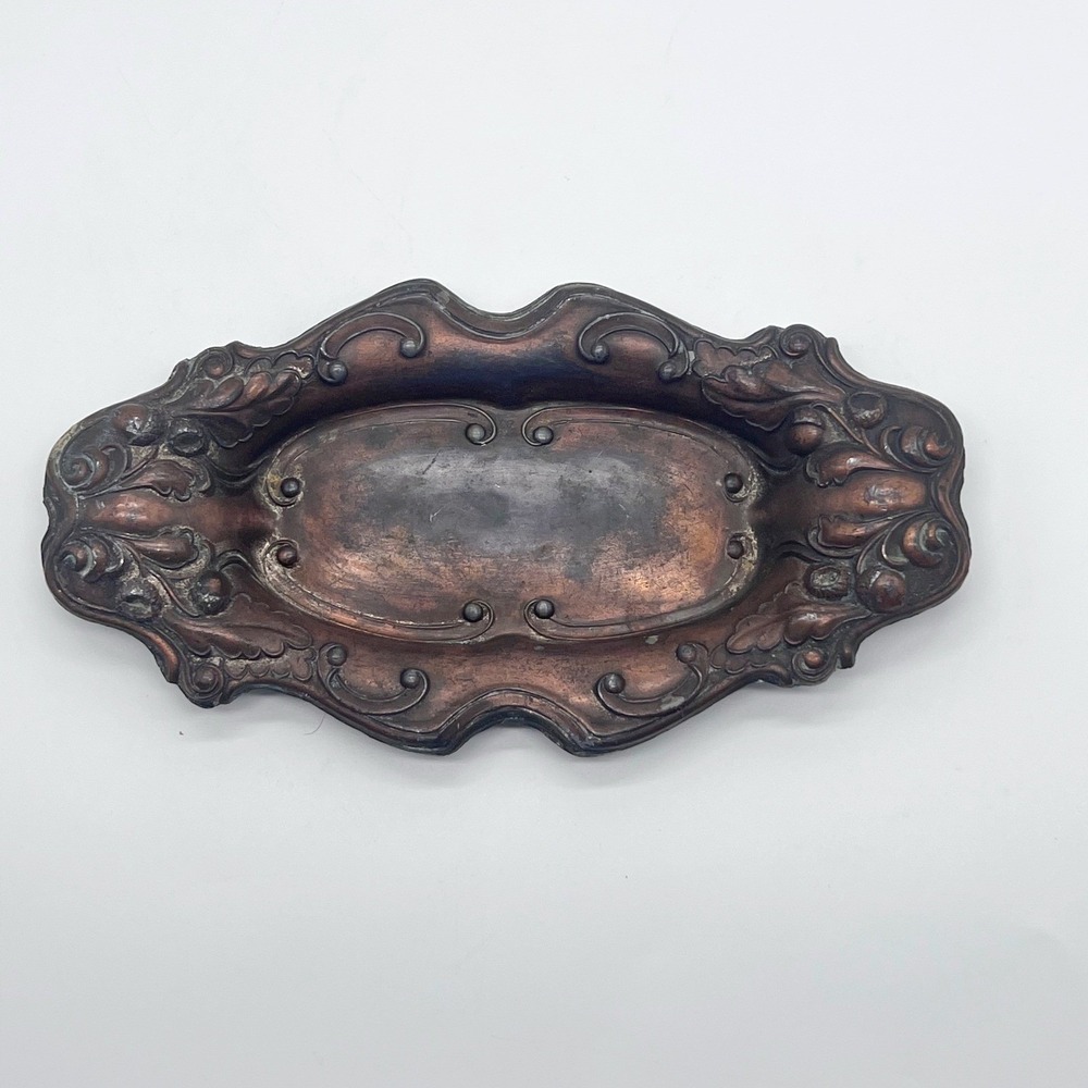Vintage Vanity Tray Trinket Dish Metal Ornate Art Nouveau Made in Japan - Picture 2 of 14